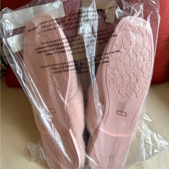 NWT Coach Signature Suede Sherpa Flat Mule size 8 choose Candy Pink or Tobacco - Picture 8 of 10